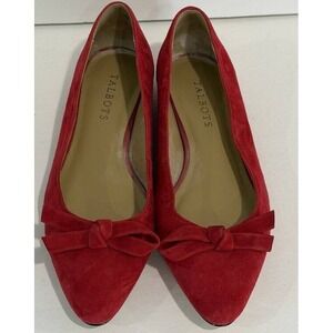 Talbots Edison Knot Suede Flats Shoes Red Size 7